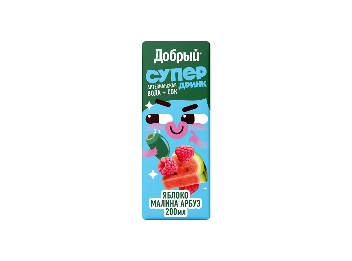 Сок добрый яблоко малина арбуз 0,2